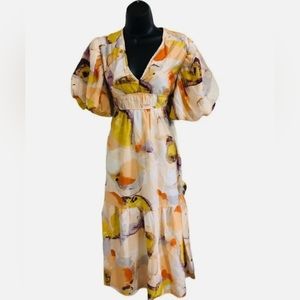 Nwt Jessica Simpson multi print v-neck empire waist dress size medium